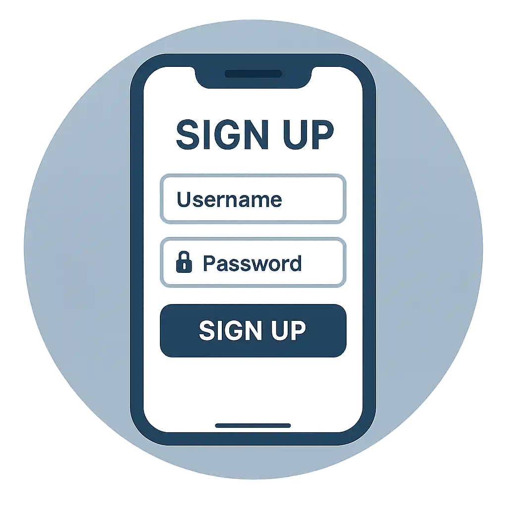 TiffanyLuck sign-up form shown on a mobile phone screen